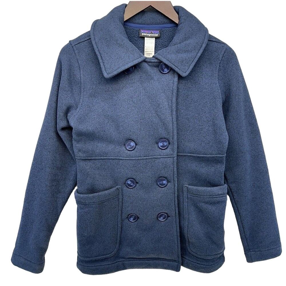 Patagonia Womens Jacket Collared Button Up Navy Blue Pockets